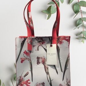 Ted Baker London Cream and Vibrant Orange Iris Floral The Icon Tote bag  NWT 🔥🔥